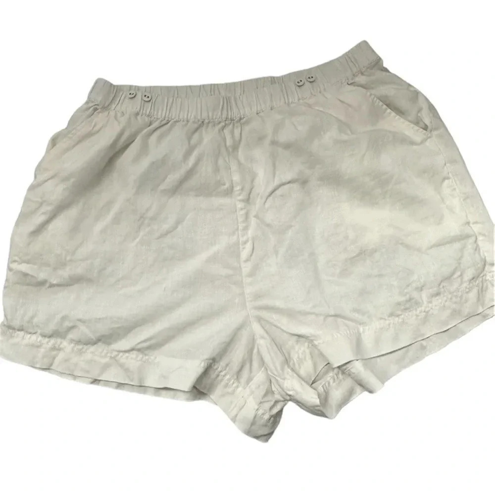 J. Crew Women's Ivory 100% Linen Pull-On Shorts with Pockets Size 1X GUC